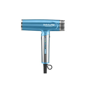 A blue and silver BabylissPRO hair dryer shown from the side against a plain white background.
