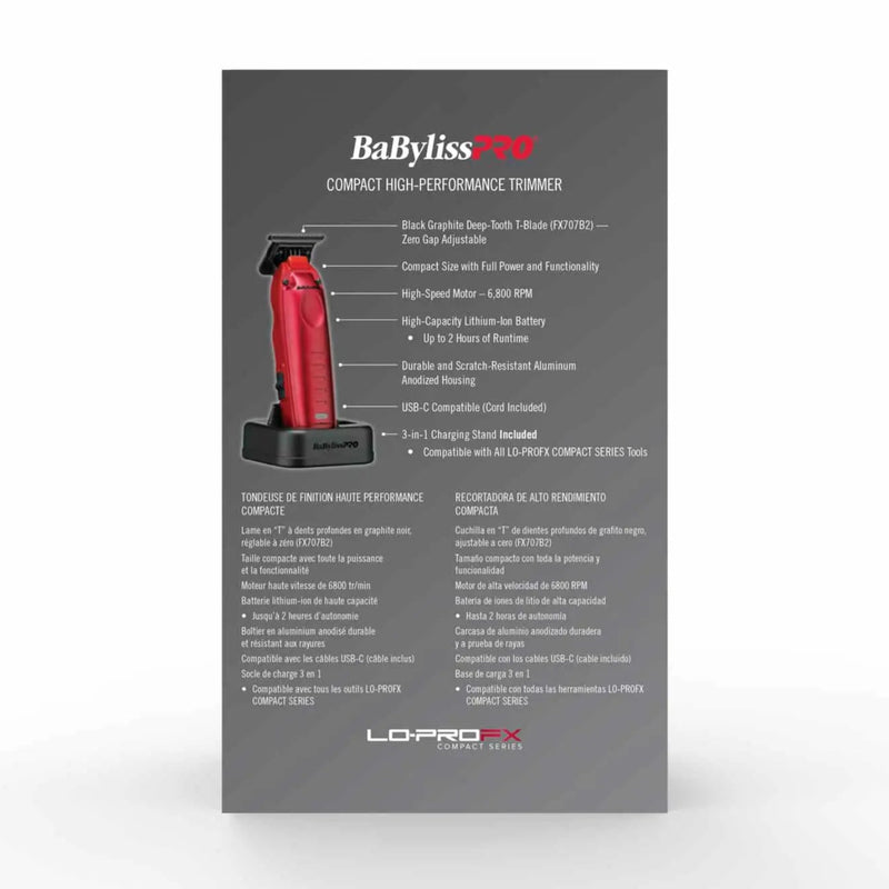 BaBylissPRO Limited Edition Red LO-PROFX Compact High-Performance Trimmer