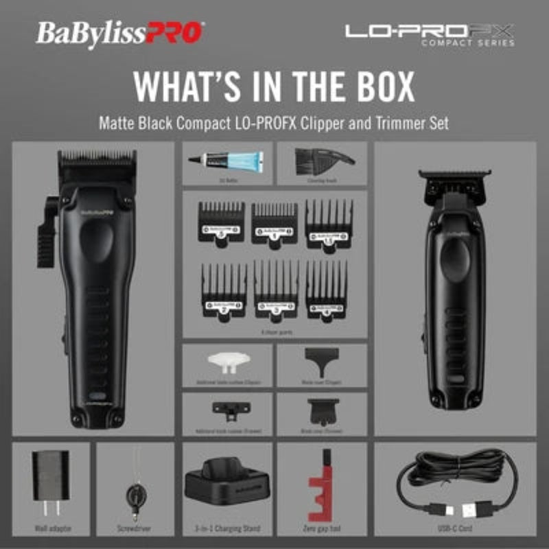 BaBylissPRO LO-PROFX Compact Series Clipper & Trimmer Prepack #FX8272PKMB