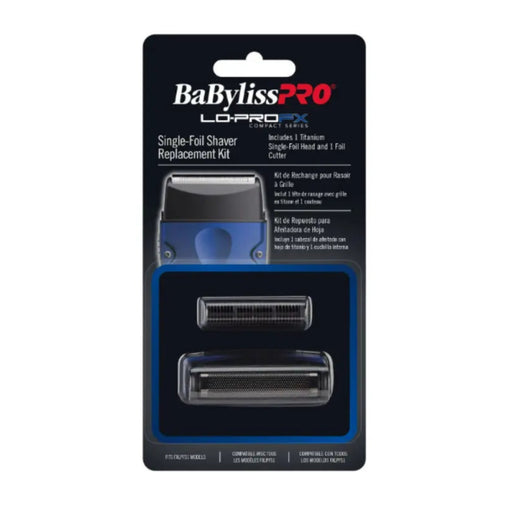 BaBylissPRO LoPro FX Single-Foil Shaver Replacement Kit in its original retail blister packaging, containing two replacement heads.