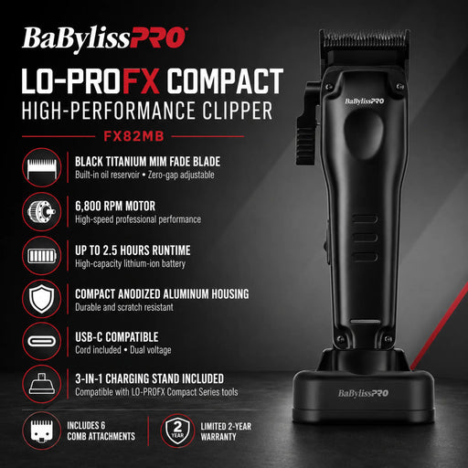BaBylissPRO LO-PROFX Compact Clipper features 6800 RPM motor and 2.5-hour runtime
