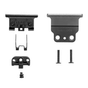 Black hair clipper replacement blades and mounting hardware, including two clipper plates, two screws, and two small pins, arranged on a plain white background. The larger clipper plate shows the text 'BaBylissPRO'.