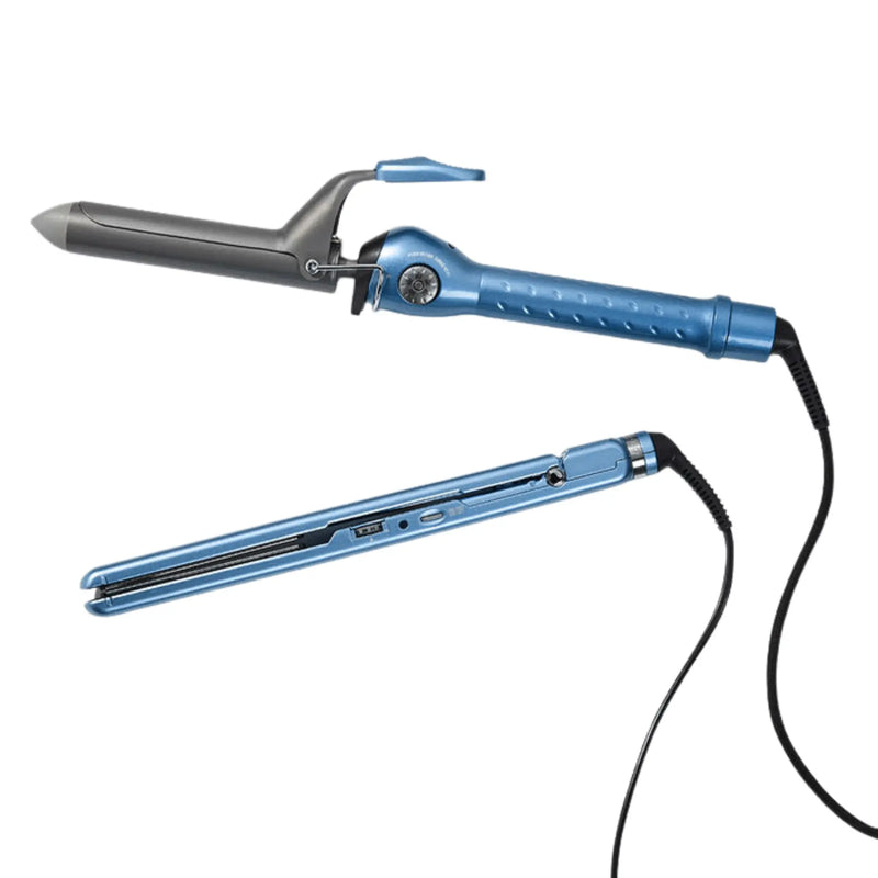 Set de regalo de tenaza rizadora de resorte Nano Titanium de 1.25" y plancha de pelo ultradelgada de 1" BaBylissPRO