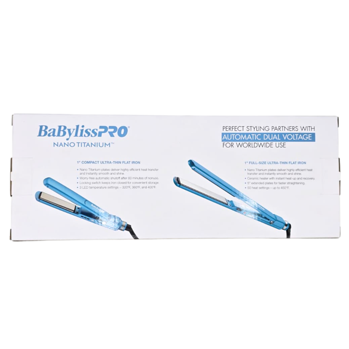 BaBylissPRO Nano Titanium 1" Compact & 1" Full Size Ultra Thin Flat Irons Prepack #BNTPP84