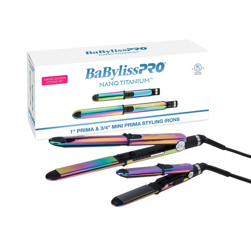 BaBylissPRO Nano Titanium Iridescent Prima3100 & Prima2000 Styling Irons Prepack