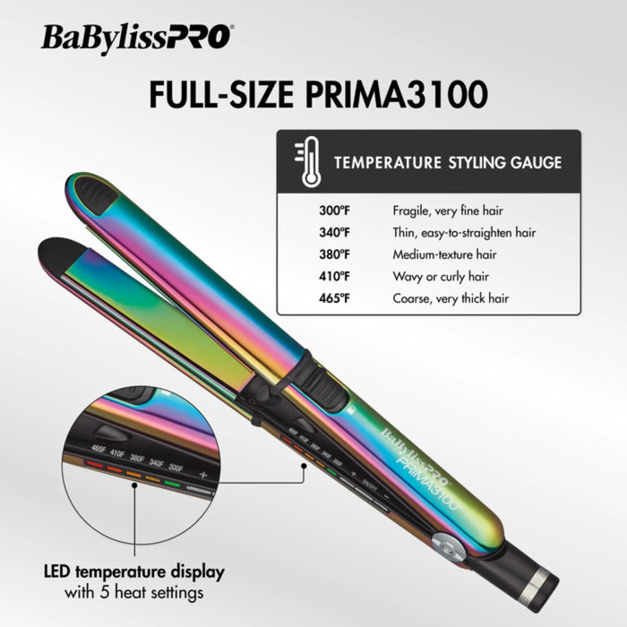 BaBylissPRO Nano Titanium Iridescent Prima3100 & Prima2000 Styling Irons Prepack