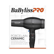 BaBylissPRO Ceramic Professional 2800 W hair dryer in black, shown on its white retail packaging box with the BaBylissPRO logo.