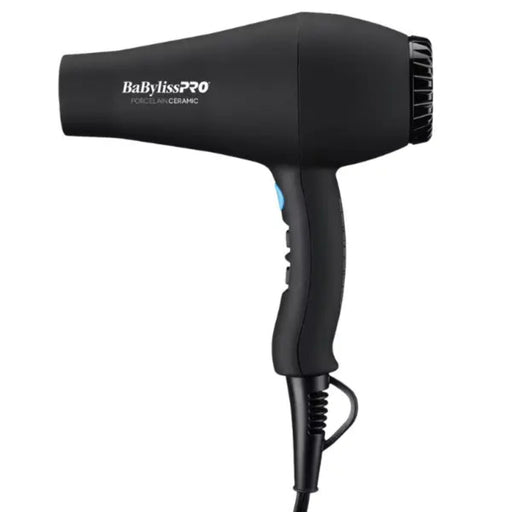 Black BaBylissPRO hair dryer on a white background