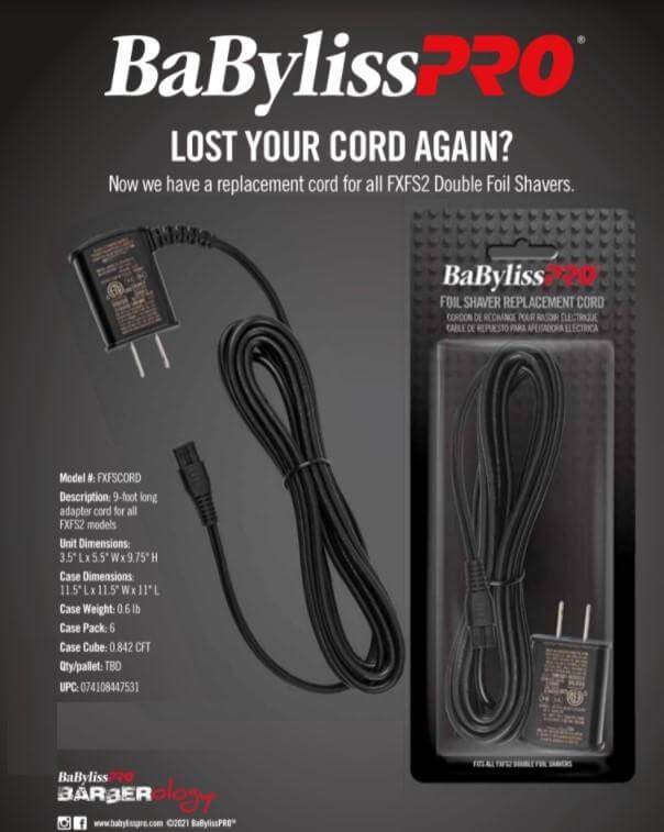 babylisspro shaver adapter power cord