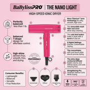 BaBylissPRO The Nano Light High-Speed Ionic Dryer 1400w aspects