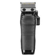 Hair trimmer with a metallic top section on a white background