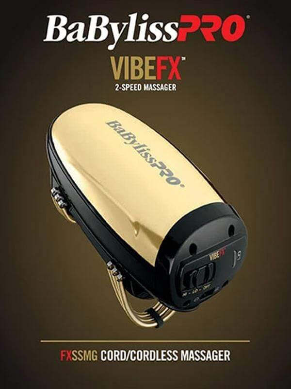 BaByliss PRO VibeFX Cordless Hand Massager - Gold (Model FXSSMG) For Head & Neck