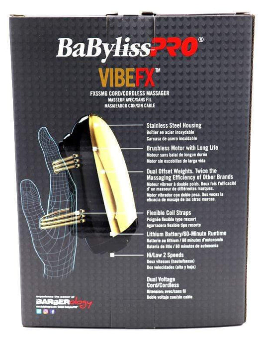 babylisspro vibefx gold profesional cord cordless massager