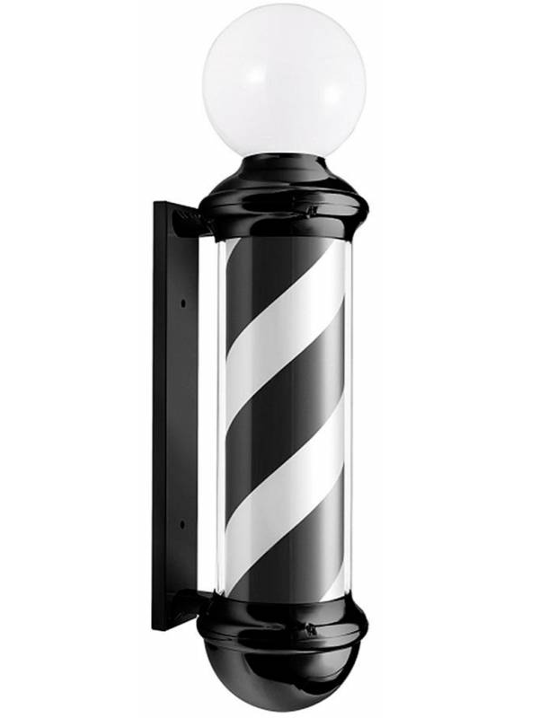 Barber Signature Barber Pole with Top Lightbulb