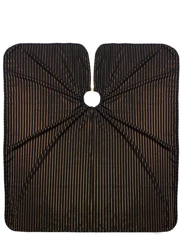 barber strong cape black with gold pinstripe