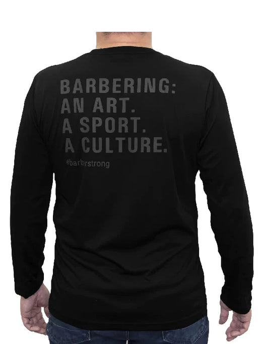 barber strong the barber tech tee long sleeve