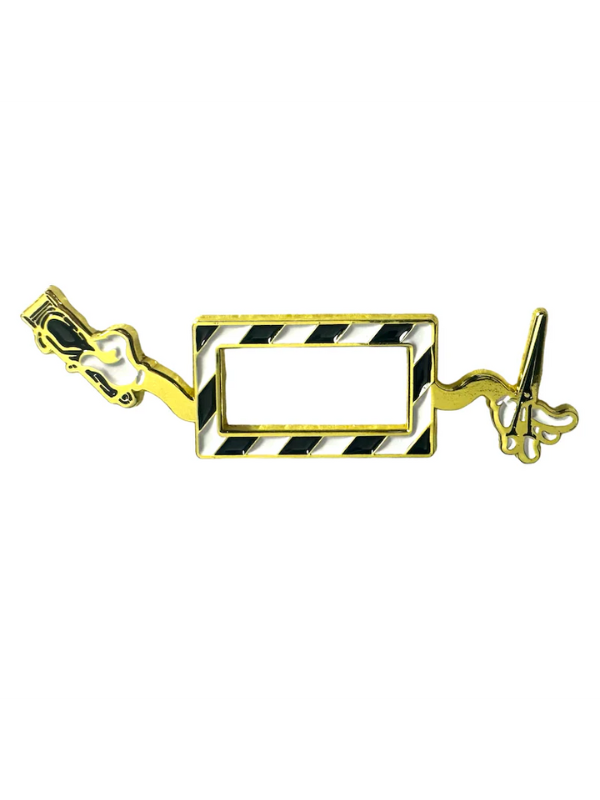 Blood Veins & Bandages Always Ready Black & Gold Batterman Barber Frame Pin #BVB241702