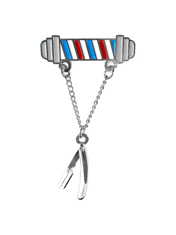 Blood Veins & Bandages Barber Pole Razor Chain Barber Pin #BVB2430