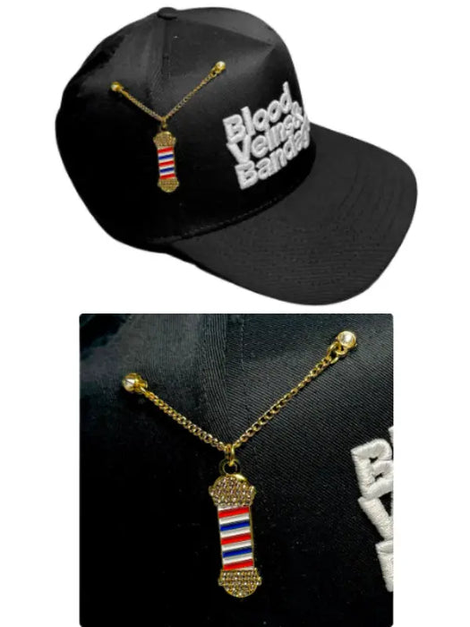 Blood Veins & Bandages Icy Barber Pole - Gold Chain Pin (Red/White/Blue) # BVB52039