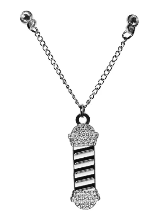 Blood Veins & Bandages Icy Barber Pole - Silver Chain Pin (Black/White) # BVB52046