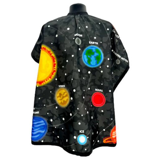 Blood, veins and bandages kids barber cape with solar system design