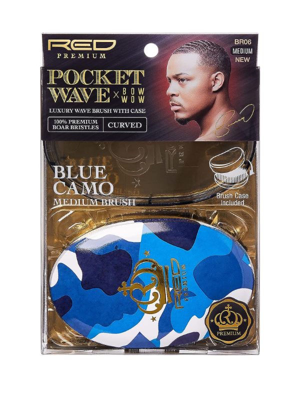 Cepillo de palma premium rojo mediano con estuche, diseños surtidos #BR05