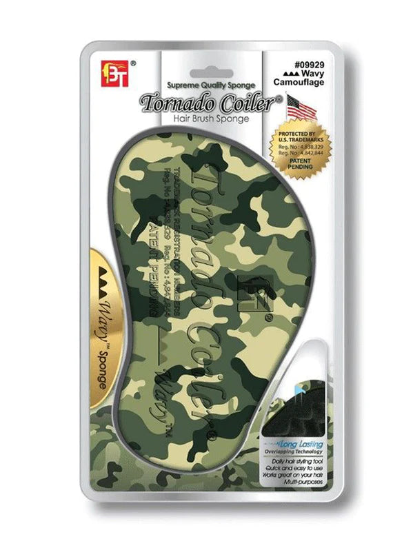 bt tornado coiler wavy hair brush sponge camouflage