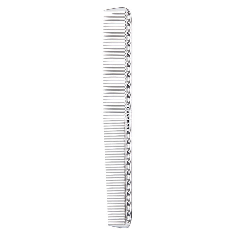 Champion Control 8.5-inch styling comb CC33, silver aluminum comb with fine and coarse teeth