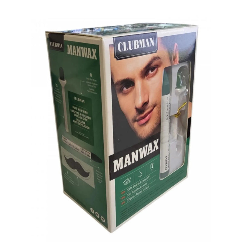 Box of Clubman Manwax grooming products with a man's face on the packaging.