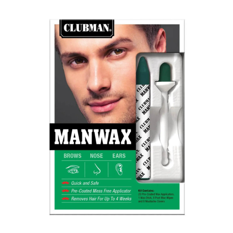 Clubman ManWax kit packaging with a man's face and product components.