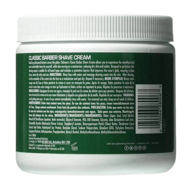 Clubman Pinaud Classic Barber Shave Cream Back
