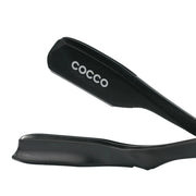 Cocco folding straight edge razor open view black barber razor for precise shaving and detailing