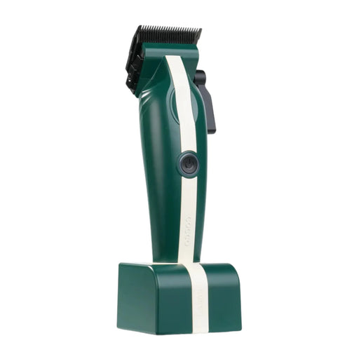 Cocco Veloce Lite green cordless hair clipper with charging dock, professional barber clipper for precision grooming
