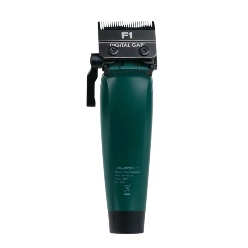 Cocco Veloce Lite green cordless clipper back view showing sleek lightweight barber tool design
