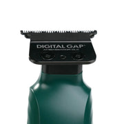 Cocco Digital Gap DLC T-blade close-up on green trimmer for sharp precision lining and detailing cuts