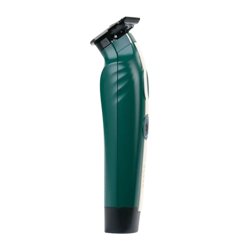Cocco green hair trimmer side view showing ergonomic cordless design and slim lightweight body for barbers