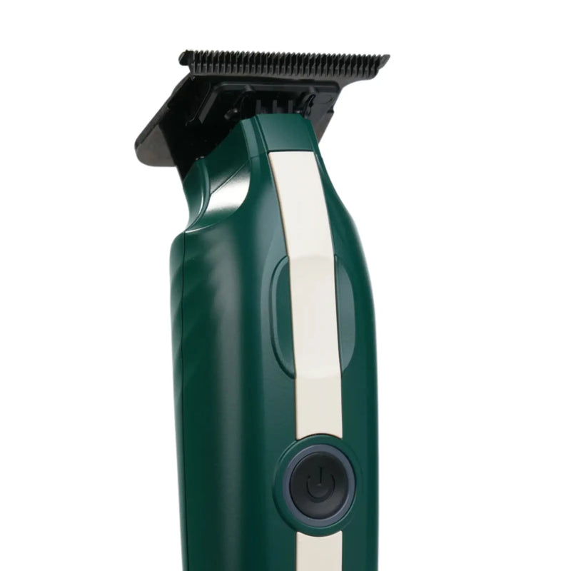 Cocco Veloce Lite green cordless hair trimmer with T-blade, professional barber trimmer for precision detailing
