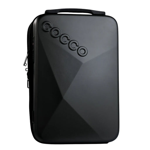 Cocco hard shell barber backpack case in black with durable exterior for professional hair clippers and tools storage
