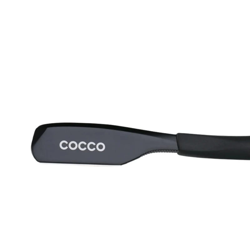 Cocco straight edge razor close up black professional barber razor for precise shaving and detailing