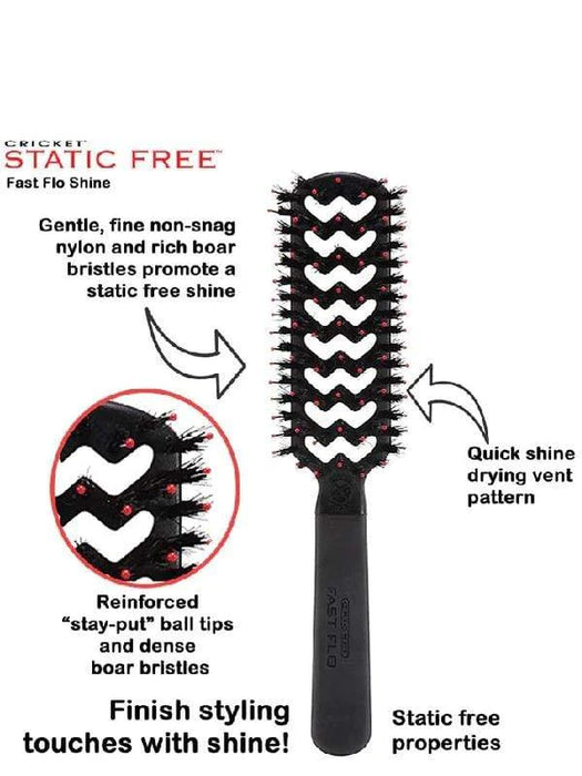 cricket static free fastflo shine black brush