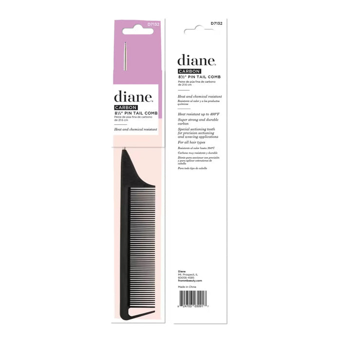 Diane Carbon Pintail Comb with Metal Tail 8.5"