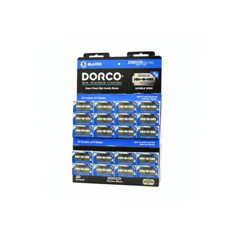 Pack of Dorco double edge blades on a white background