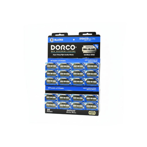 Pack of Dorco double edge blades on a white background
