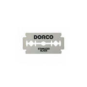 Dorco stainless steel razor blade on a white background