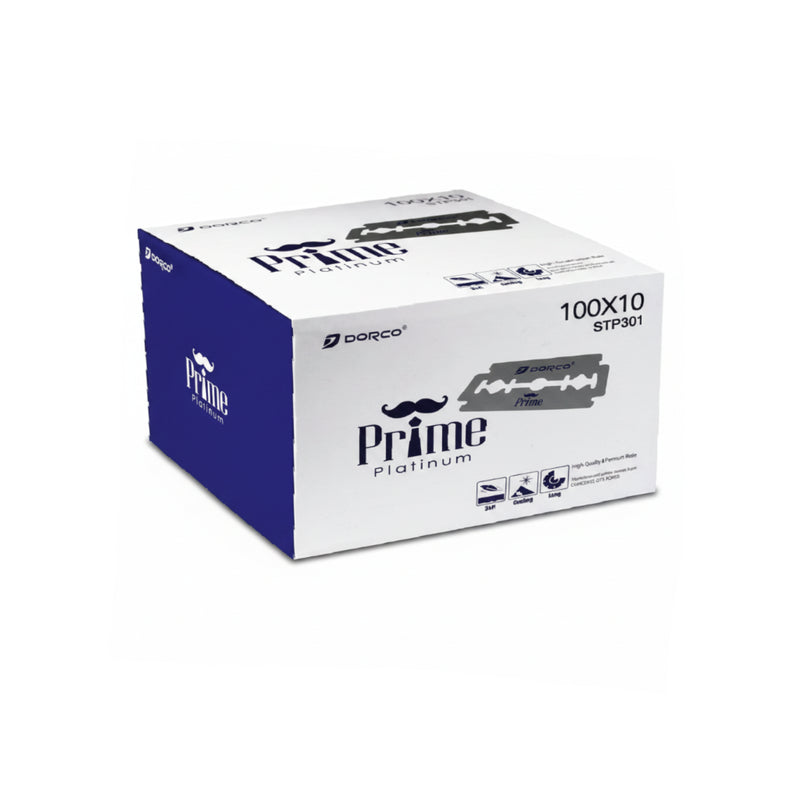 Box of Prime Platinum razor blades with visible branding on a white background
