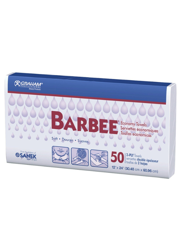 Graham Barbee Towel 12"x 24" White 50/PK Assorted Styles