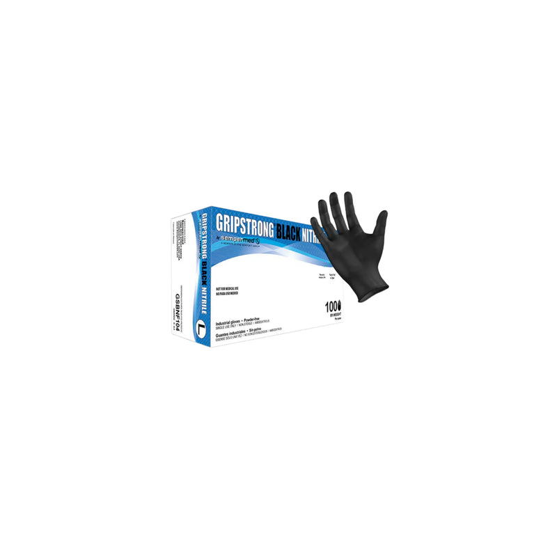 Guantes de nitrilo negros GripStrong 100 unidades