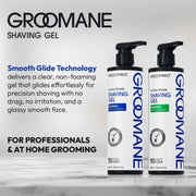 Groomane shaving gel by Red Pro with smooth glide technology, non-foaming clear gel for precision shaving with no irritation