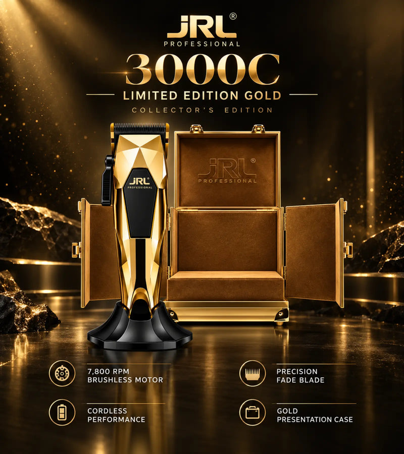 JRL Professional 3000C Limited Edition Gold Clipper with charging stand and collector presentation case