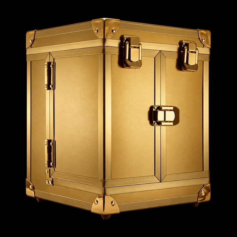 Closed gold-toned presentation case for JRL 3000C Collector’s Edition clipper